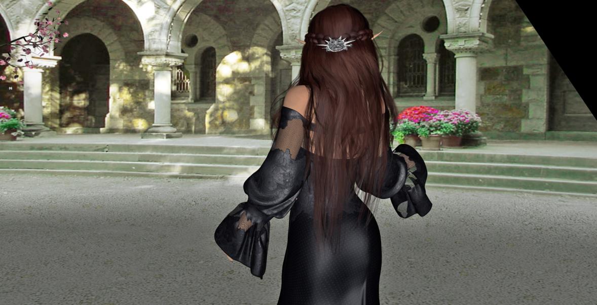 Niamhe's back. Fast DAZ render so the dress is shinier and darker looking than it should be but I liked the way her hair looks.